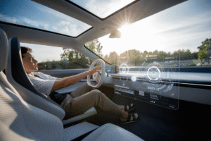 Conducteur portant des sandales au volant d'une voiture.