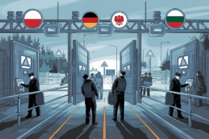 Contrôles aux frontières entre la Pologne, l'Allemagne et la Lituanie.